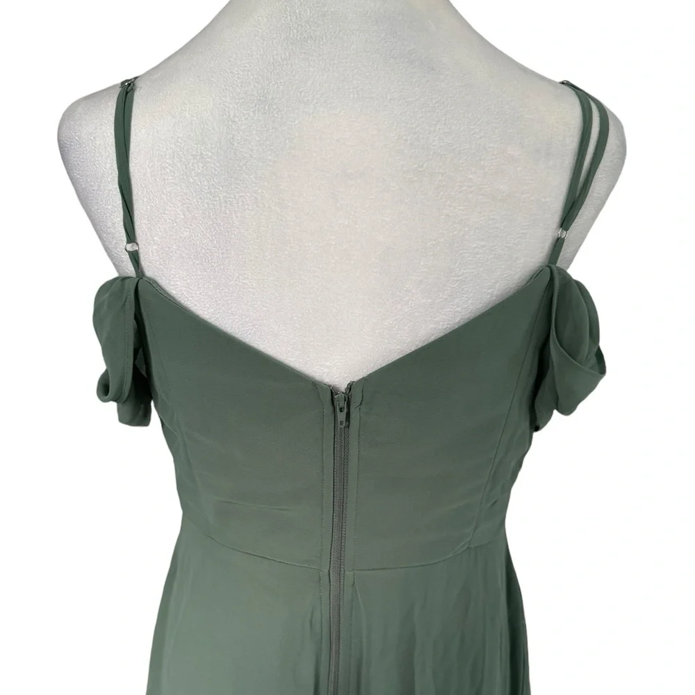 Birdy Grey Spence Chiffon Bridesmaid Dress Sage Long Sage with Pockets Medium - Picture 10 of 14